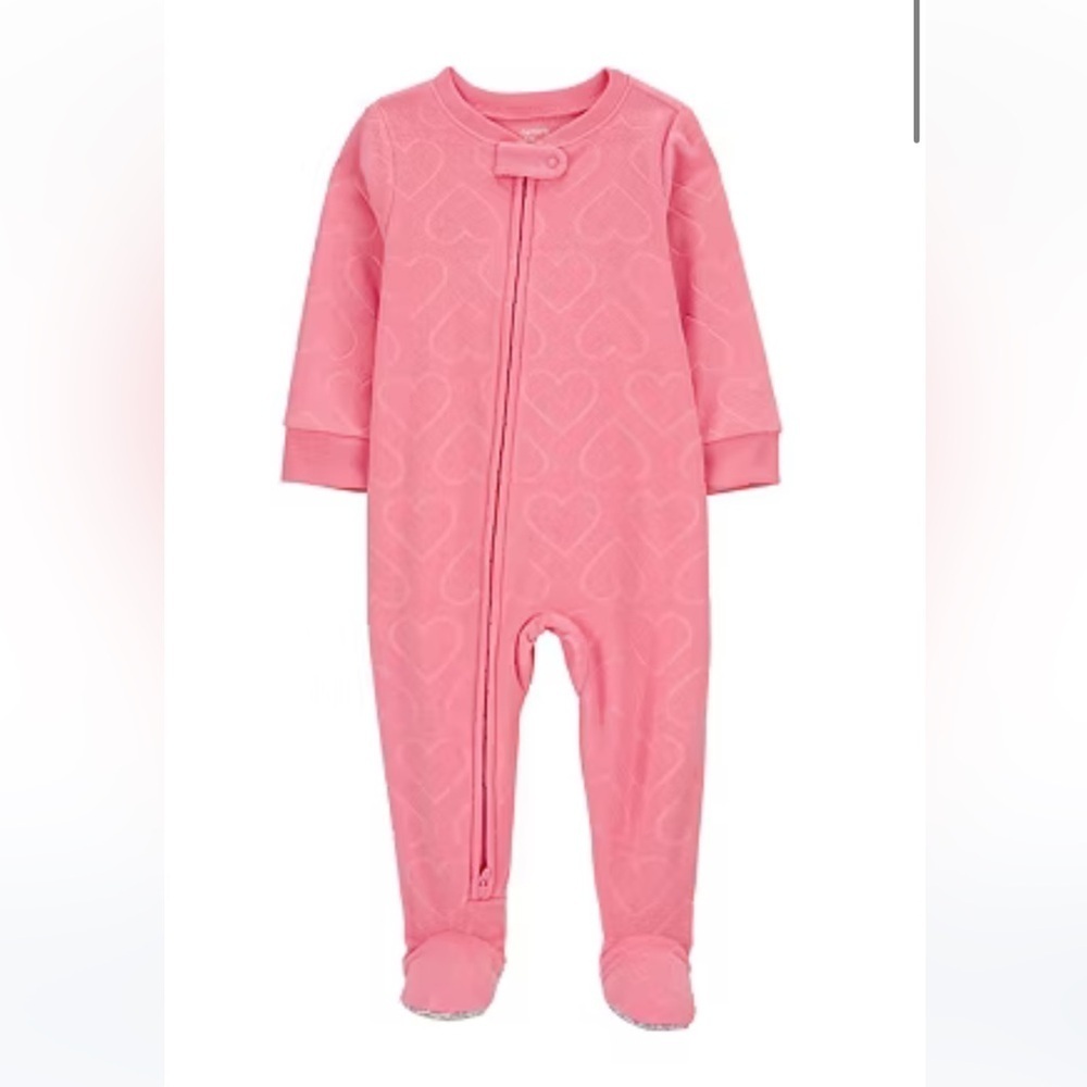 Carter's Baby Girls Footed Fleece Long Sleeve One Piece Pajama, 18 Months, Pink